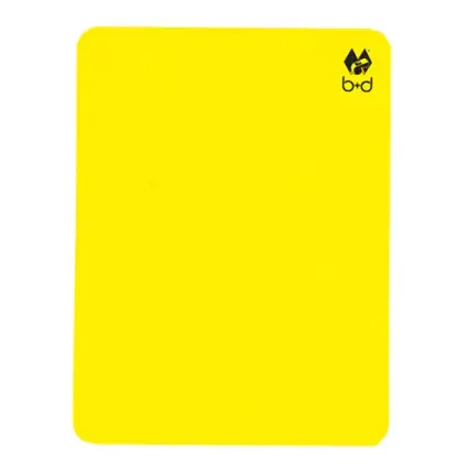 b+d umpire's card, 12 x 9 cm, yellow